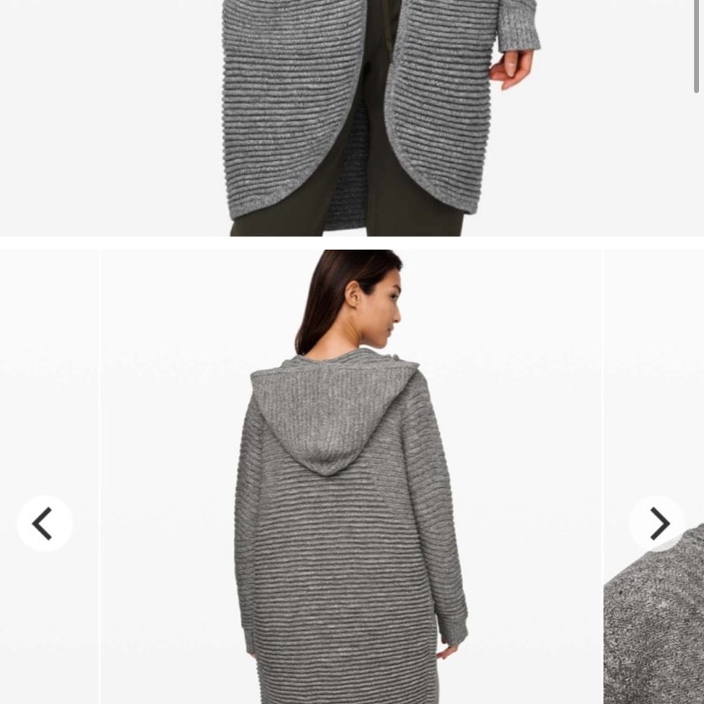Lululemon As Promised Elegant Heather Gray Hooded Cardigan Medium - Picture 4 of 10